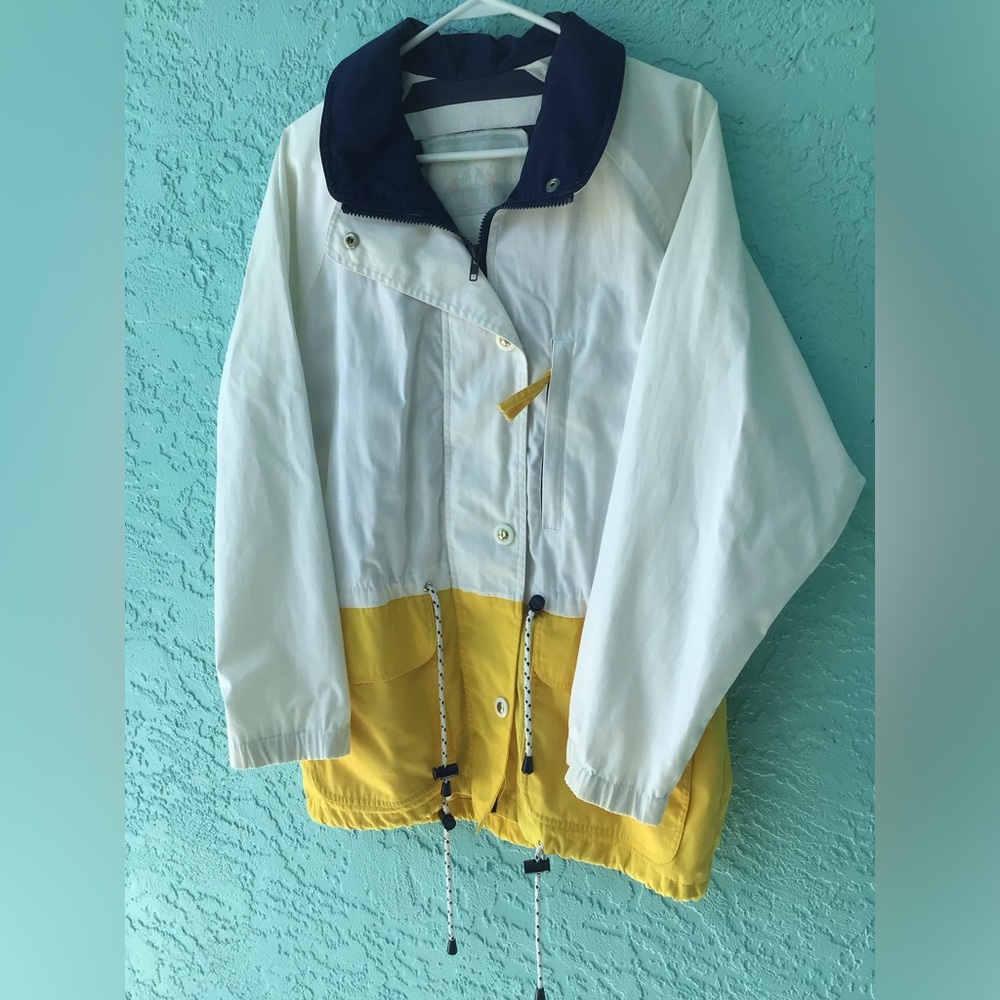 Vintage 1990s Izzi Spirit Nautical Small White Yellow Navy Jacket Front …